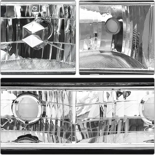Vista 2 de para Sierra 1994-1998 Conjunto de Faros compatible con GMC C10/Sierra/Suburban/Yukon 1994-1998 con Parachoques y Esquina Carcasa Cromada