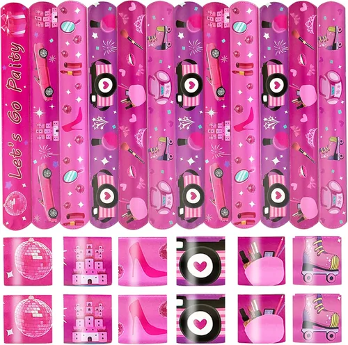 Vista 8 de CZWXOXO 24 Piezas Decoraciones de Fiesta de Coches de Carreras Favores Pulsera de Carreras Pulseras de Carreras Pulseras de Palmada a Cuadros