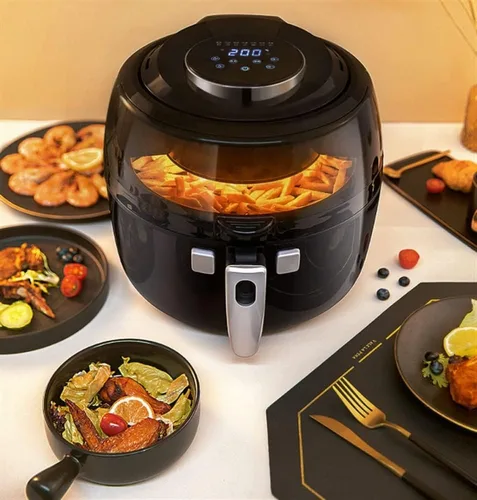 Vista 2 de Horno freidora de aire, horno inteligente de 6.8 cuartos de galón sin aceite, freidora multifunción con pantalla digital LCD y olla antiadherente
