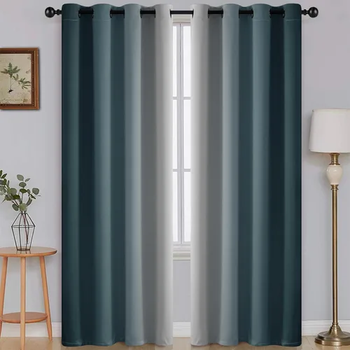 Vista 57 de SimpleHome Cortinas degradadas degradadas para oscurecer la habitación de 36 pulgadas de largo para dormitorio, con ojales y bloqueo de luz Negro