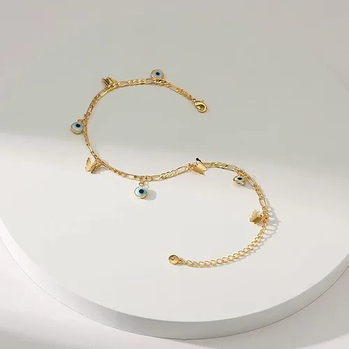 Vista 11 de Tobillera para mujer, chapada en oro de 18 quilates, tobillera con dije de oro, impermeable, para verano, playa, cadena de pie, joyería para regalos