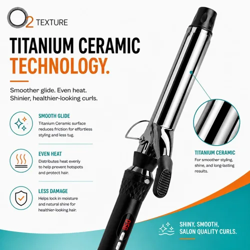 Vista 2 de O2 Texture Titanium - Juego de rizadores de cerámica con barriles de 1