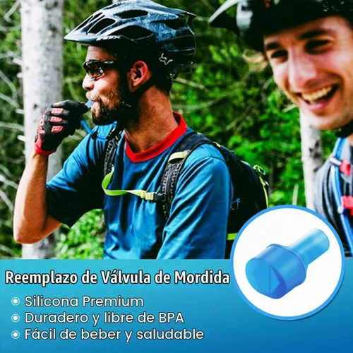 Vista 3 de Válvula de mordida grande de repuesto Boquilla Válvula de vejiga de hidratación de agua, paquete de 4 Azul