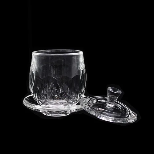 Vista 2 de Houlu 1 taza de altar de cristal de cristal, taza de agua bendita, taza de adoración budista tibetana - Lotus (transparente)