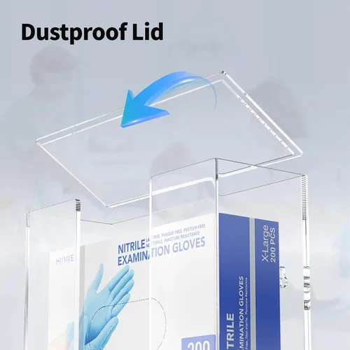 Vista 3 de HIIMIEI Dispensador de Guantes de Acrílico para Montaje en Pared, Soporte de Plástico Transparente Flotante para Caja Triple de Guantes 16.1'' X
