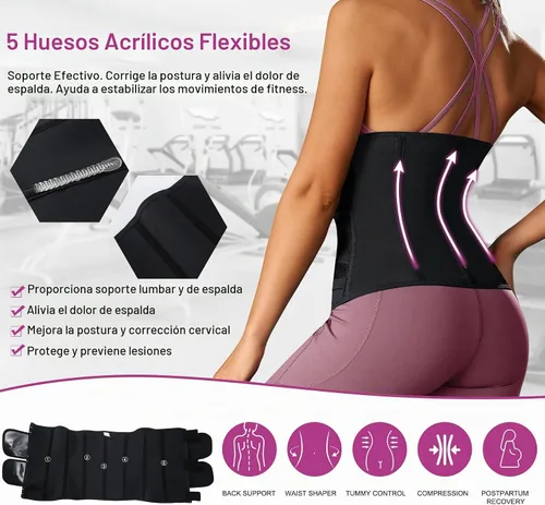 Vista 4 de TrainingGirl - Cinturón de entrenamiento de cintura para mujer, corsé con control de abdomen, banda de sudor para ejercicio, cinturón moldeador