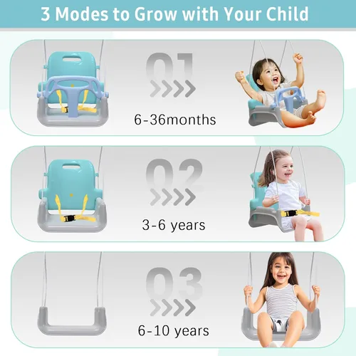 Vista 2 de Columpio multifuncional para niños pequeños, columpio plegable para bebé para uso en exteriores e interiores, fácil de instalar y almacenar (azul)