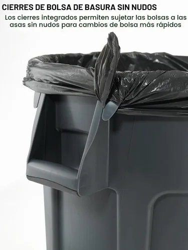 Vista 3 de Rubbermaid Commercial Products BRUTE - Bote de basura resistente de 10 galones, color negro, basurero para el hogar, cochera, centro comercial