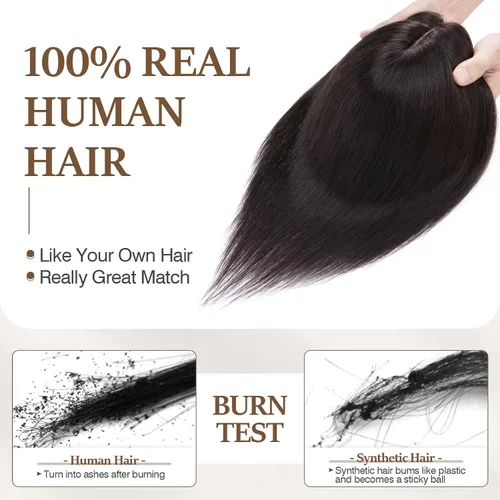 Vista 155 de Rich Choices Pelucas con topper de cabello para mujeres, cabello humano real 100% Remy, sin flequillo, para mujeres con adelgazamiento en la parte