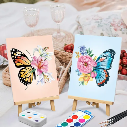 Vista 6 de Ctosree 12 juegos de lienzo predibujado para pintar adultos, kit de sorbo y pintura, lienzo preimpreso a granel para Pascua, Día de la Madre