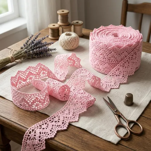 Vista 14 de IDONGCAI Cinta de encaje de ganchillo de 10 yardas, 1.4 pulgadas, triángulo de algodón vintage con borde festoneado para ropa bohemia, manualidades