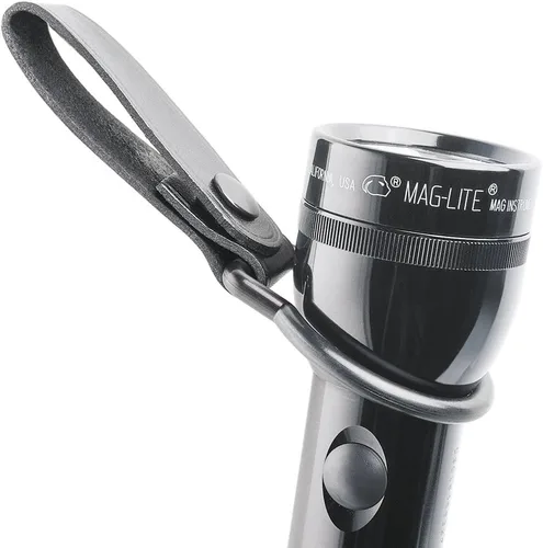 Vista 2 de Soporte de correa de piel Maglite liso negro para linterna D-Cell