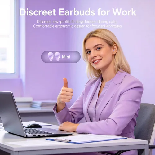 Vista 3 de Xmenha Auriculares invisibles inalámbricos con Bluetooth, para dormir de lado, pequeños y pequeños, pequeños y pequeños, de perfil bajo, discretos