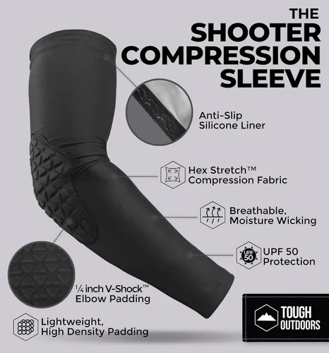 Vista 3 de Tough Outdoors Manga acolchada para el brazo, manga de codo acolchada, manga de brazo de baloncesto, manga para codo de voleibol, almohadilla