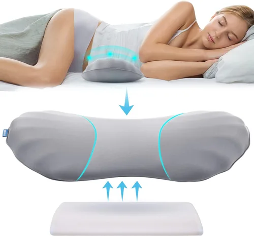 Vista 8 de Almohada de apoyo lumbar ajustable RESTCLOUD de espuma viscoelástica para dormir, almohada de soporte para la espalda para aliviar el dolor