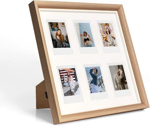 Vista 3 de MUZIRI KINOKOO Instax Mini - Marco de fotos cuadrado (10.8 x 10.8 in) de madera maciza para fotos de 3 pulgadas (2 x 3) para fotos de cámara Fuji