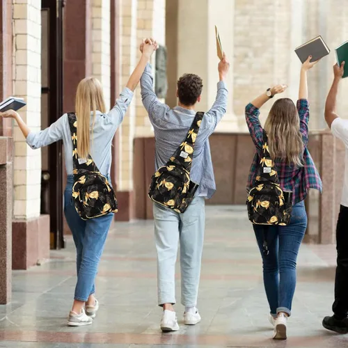 Vista 7 de Kamo Bolso bandolera para mujer, bolso cruzado casual, mochila cruzada floral, mochila cruzada de viaje, bolsa de hombro para senderismo