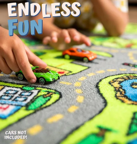 Vista 4 de ToyVelt Alfombra de Juego para Niños - Mediano 43" x 26" Tapete Educativo de Tráfico de Carreteras de la Ciudad para Niños de 3 a 12 Años - Alfombra