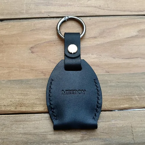 Vista 7 de Llavero hecho a mano de cuero con llavero protector de gran capacidad, funda protectora para llaves