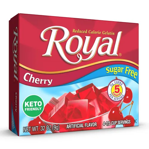 Vista 6 de Royal Mezcla para postre de gelatina de cereza, sin azúcar y sin carbohidratos (12 cajas de 0.32 oz)