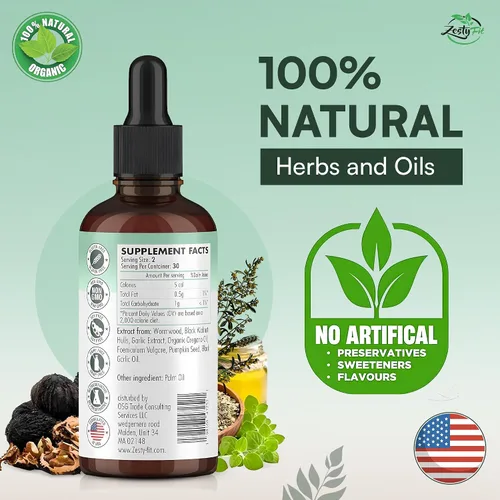 Vista 3 de Para Purge Liquid Drops - Suplemento de limpieza de hierbas con aceite de orégano, nogal negro y ajenjo - Soporte intestinal