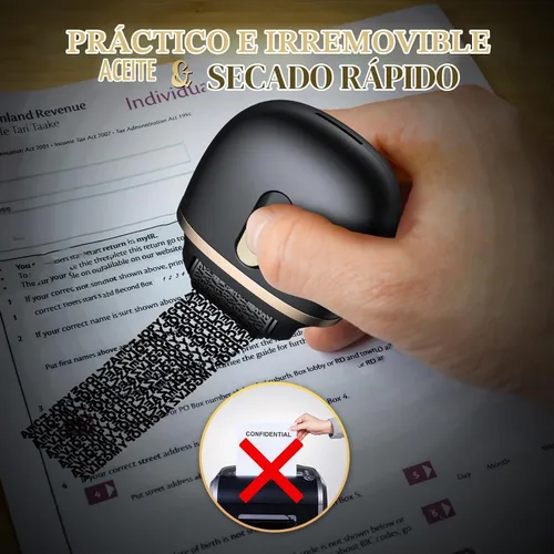Vista 4 de Sello de rodillo de protección contra robo de identidad recargable, negro