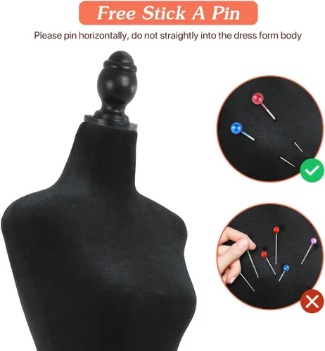 Vista 5 de Torso de maniquí femenino, soporte de maniquí con forma de vestido, cuerpo de maniquí ajustable de altura de 49.6 a 63.4 pulgadas, cuerpo de espuma