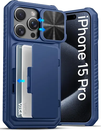 Vista 12 de ATATOO Funda Cartera para iPhone Air, Portador de Tarjetas Integrado (3-5 Tarjetas) [Bloqueo RFID] y Cubierta Deslizante para Cámara, Protección