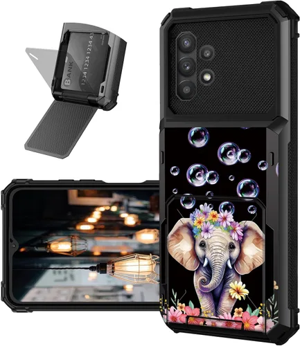 Vista 35 de Funda tipo cartera para Samsung Galaxy A32 5G con ranura para tarjetero, funda con tapa híbrida de doble capa, resistente, a prueba de golpes, funda