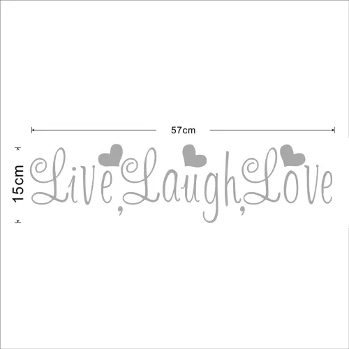 Vista 2 de Calcomanías de pared con texto en inglés Live Laugh Love con citas de PVC, corazones para el día de San Valentín, calcomanías de vinilo para boda