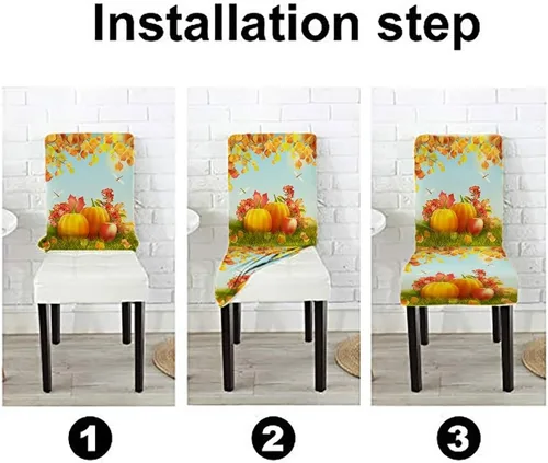 Vista 108 de CAPSCEOLL Christmas Dining Chair Covers,Snowflakes Festive Winter Pattern Stretch Chair Covers for Dining Room Set of 2 Washable Spandex Parson