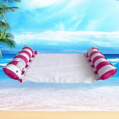 Vista 3 de Paquete de 4 flotadores inflables para piscina, hamaca de agua de tamaño adulto, silla de malla flotante 4 en 1 para adultos para vacaciones