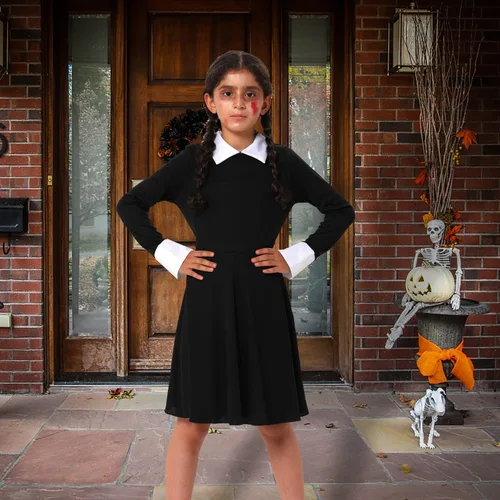 Vista 7 de Lrrtwer Halloween Wednesday Addams Costume Addams Family Dress Costume Girls Dress Outfit