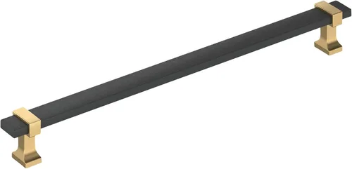 Vista 33 de Amerock Overton - Tirador para gabinete de 96 mm de centro a centro en acabado negro mate cepillado/bronce champán, BP36681BMBCZ
