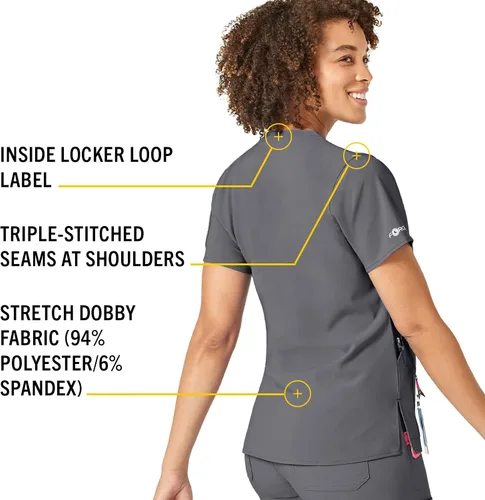 Vista 4 de Carhartt, Cross-Flex, camiseta hospitalaria, mediana, para mujer
