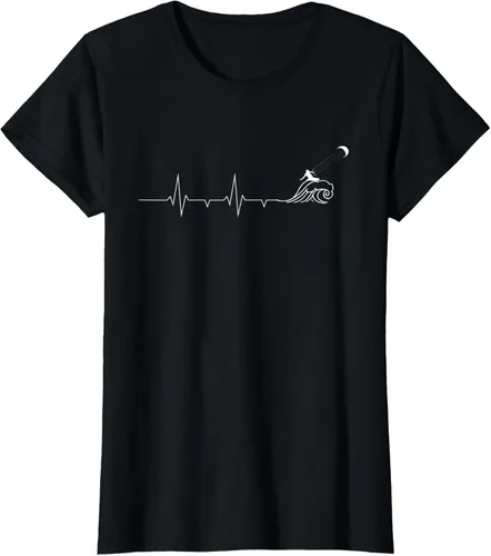 Vista 29 de Heartbeat EKG Pulse Kitesurf Kitesurf - Camiseta de kitesurf, Negro, S