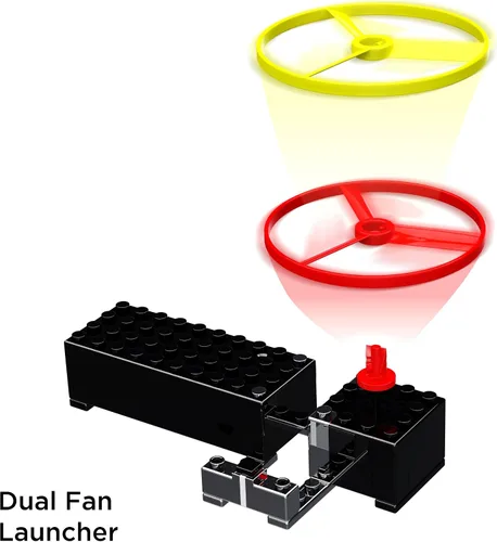 Vista 6 de E-Blox Power Blox Light N' Flight 5 en 1 STEM Kit (58 piezas), bloques de construcción con luz LED y juego de juguetes de lanzamiento de ventilador