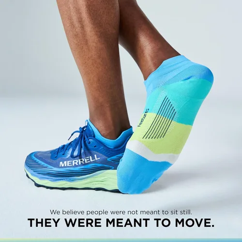 Vista 6 de Feetures Elite - Calcetines tobilleros ultraligeros que no se muestran - Calcetines deportivos con compresión dirigida Azul Ártico (1 par)