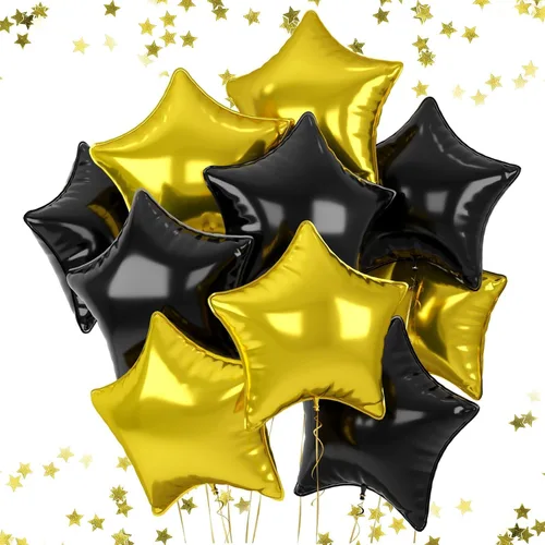 Vista 20 de Globos de estrellas rojas, azules y negras, globo de papel de aluminio de 18 pulgadas para helio, paquete de 10 globos rojos y azules, globo de Negro