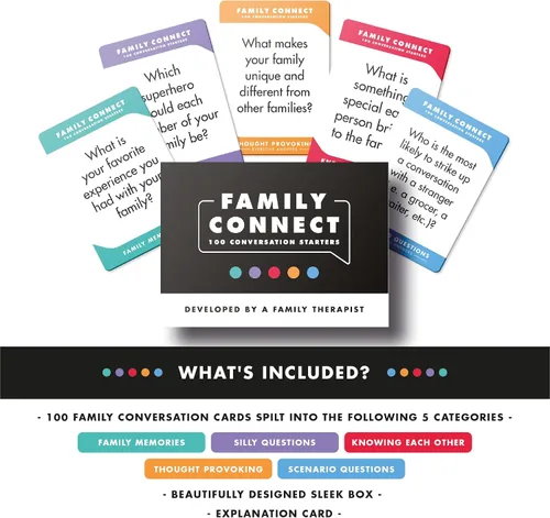 Vista 4 de 100 tarjetas de conversación para niños, preguntas atractivas y iniciadores de conversación, juegos de cartas familiares para fortalecer la relación