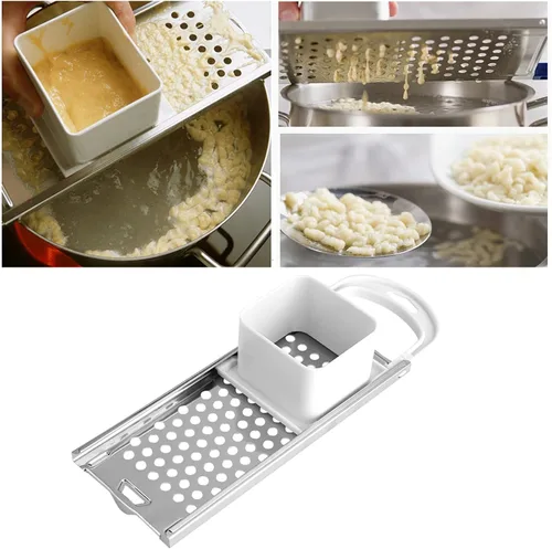 Vista 6 de Qqmora Stainless Steel Spaetzle Maker Noodle Maker Pasta Maker Durable Kitchen Tool with Blades for Homemade Noodles Pasta Dumplings Cooking Baking
