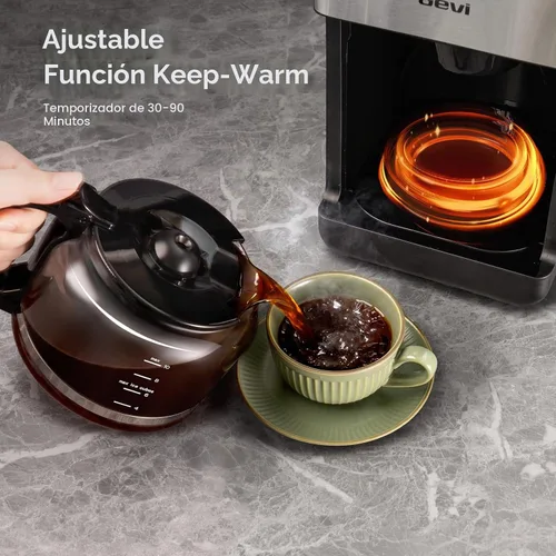 Vista 5 de Gevi Cafetera de 10 tazas para moler y preparar, pantalla táctil
