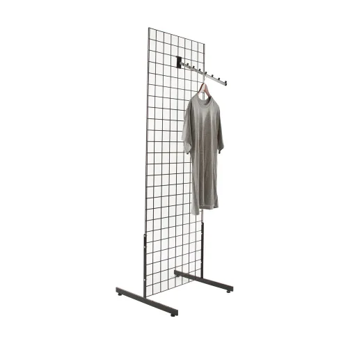 Vista 4 de Torre de pared en rejilla con base en T de 2 pulgadas X 6 pulgadas, 2 unidades, negro