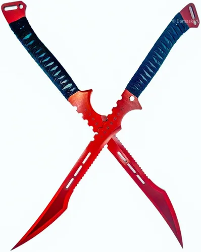 Vista 3 de Juego de 2 espadas ninja de 27 pulgadas, cuchillas de acero inoxidable con vaina/magnética