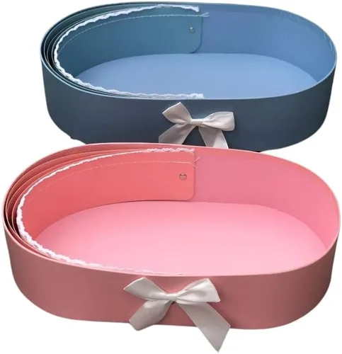 Vista 3 de UNIKPACKAGING Caja de regalo de estilo europeo de alta calidad, es una cesta floral para niño/niña para arreglos florales de estilo lujoso, (azul)