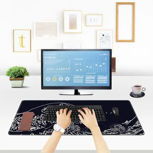 Vista 4 de ToLuLu Alfombrilla de mouse extendida para juegos, juego de soporte ergonómico de espuma viscoelástica para teclado y mouse reposamuñecas
