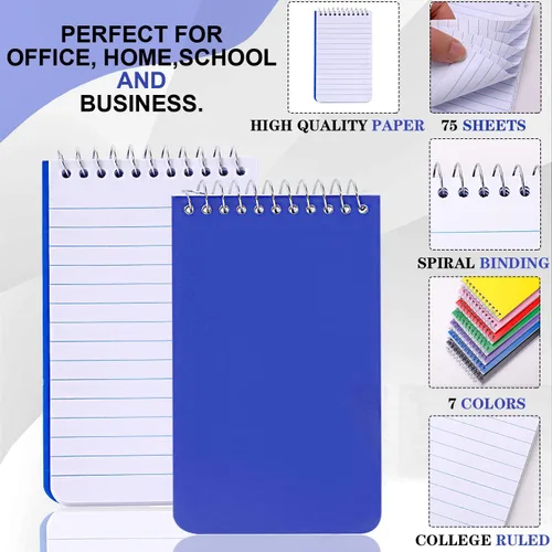Vista 3 de Cuadernos pequeños, cuaderno de bolsillo de 3 x 5, bloc de notas en espiral, bloc de notas para oficina, hogar, escuela, papel rayado a rayas