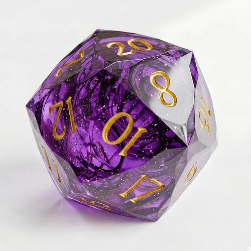 Vista 8 de Dados multifacéticos DND D20 individuales de resina con borde afilado de 20 caras D&D, poliédricos hechos a mano de 0.866 in para Calabozos