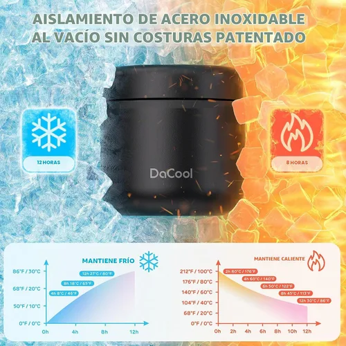 Vista 2 de DaCool Termo para niños de acero inoxidable con aislamiento al vacío para alimentos calientes, frasco de comida de 13 onzas, termo para almuerzo