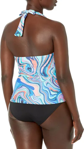 Vista 2 de Top de traje de baño tankini con cuello en V, Oro